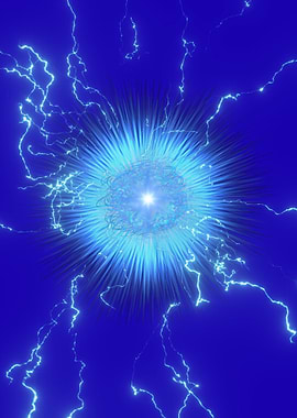 Blue Energy Ball with Lightning
