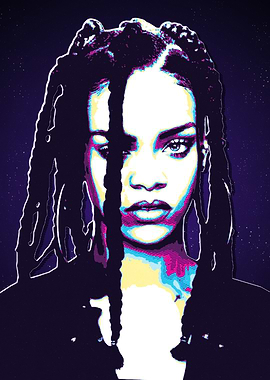 Rihanna Portrait Retro Pop Art Style