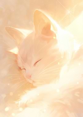 Sleeping Cat in Golden Light