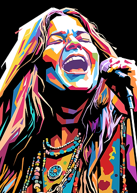 Janis Joplin Colorful Pop Art Portrait