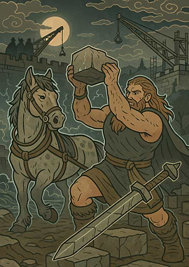 Viking Strongman Building a Wall