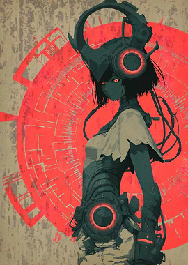 Cyberpunk Girl with Headset and Armor