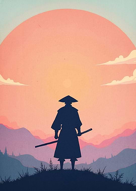 Silhouette Samurai Sunset