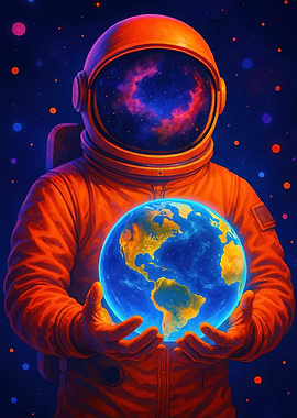Astronaut Holding Earth Space