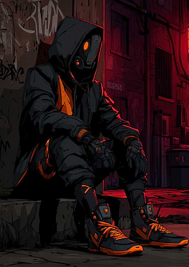 Cyberpunk Character in Urban Setting