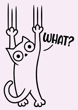 Cartoon Cat Hanging On With Claws