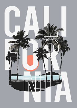 California Palm Trees Graphic Art