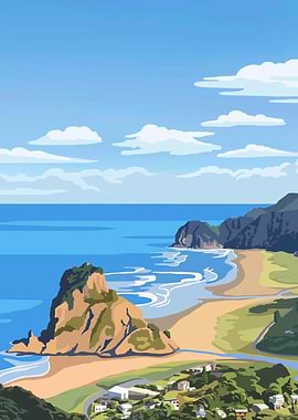 Coastal Landscape with Rock Formation