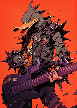Punk Rock Duck Guitarist Illustration