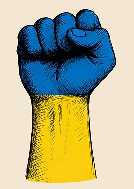 Ukraine Flag Colors Fist