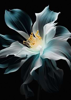 Abstract Teal and White Flower