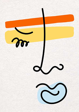 Abstract Face Line Art