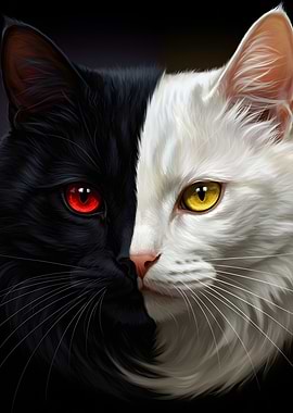 Yin Yang Cat Portrait