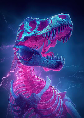 Neon Dinosaur Skeleton