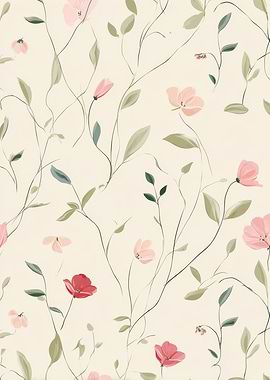 Floral Pattern with Pink and Red Flowers