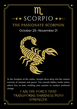 Scorpio Zodiac Art with Golden Scorpion Emblem