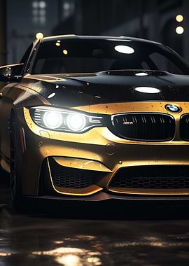 Golden BMW M4 Front View