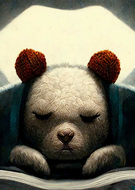 Sleeping Teddy Bear with Knitted Ears