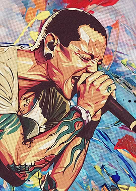 Chester Bennington Singing Pop Art
