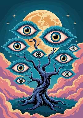 Eye Tree Under Moonlight