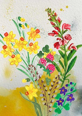 Watercolor Floral Bouquet Illustration