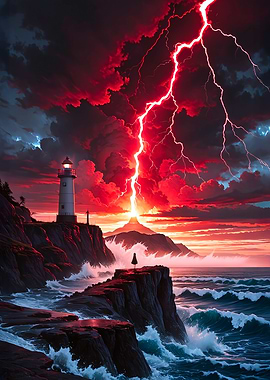 Lighthouse, Lightning, and Coastal Drama