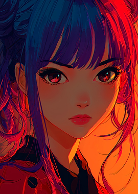Anime Girl Portrait with Vibrant Colors