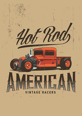Vintage American Hot Rod Illustration