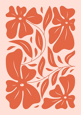 Floral Pattern in Terracotta and Beige