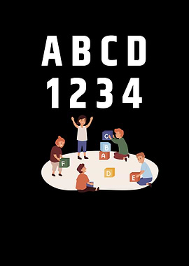 Children playing with alphabet blocks