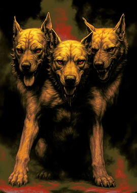 Three-Headed Dog Cerberus Illustration