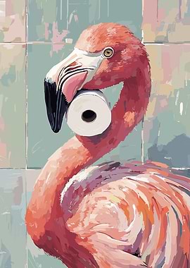 Flamingo with Toilet Paper Roll