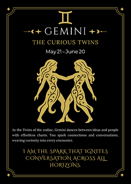 Elegant Gemini Zodiac Art with Golden Twin Symbol