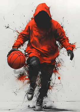 Basketball Player in Red Hoodie