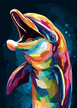 Colorful Dolphin Pop Art Illustration