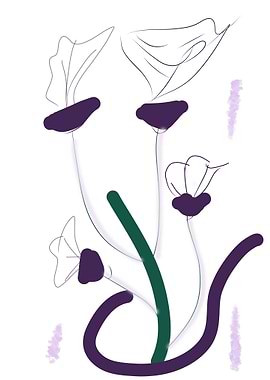 Minimalist Floral Art with Purple Accents
