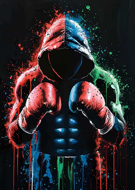 Abstract Boxer with Hood and Gloves