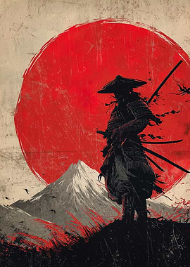 Samurai Warrior with Rising Sun