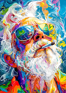 Colorful Portrait of a Smoking Man