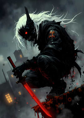 Dark Ninja with Red Sword