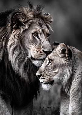 Lion and Lioness Portrait