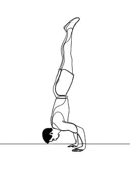 Man Doing Handstand Minimalist Line Art