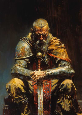 Warrior with Sword Painting