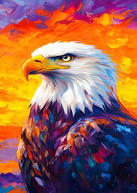 Colorful Eagle Portrait Painting