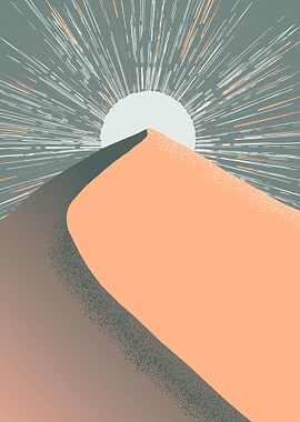 Minimalist Desert Landscape with Sun Rays