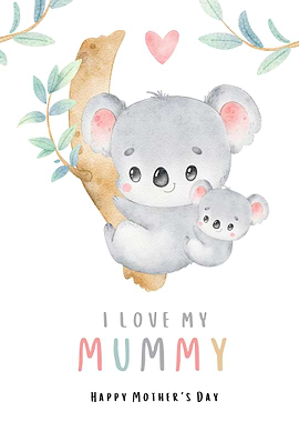 Koala Mother's Day Watercolor Illustration