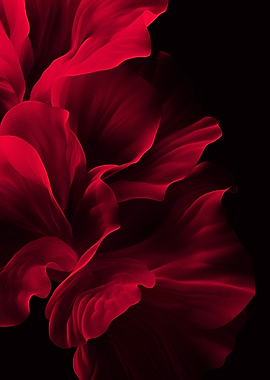 Abstract Red Floral on Black Background