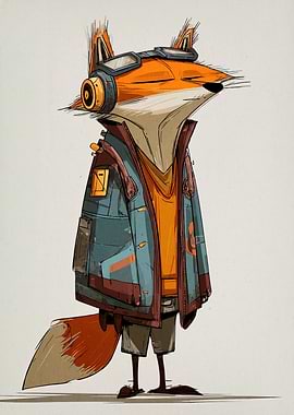 Stylized Fox Character with Goggles