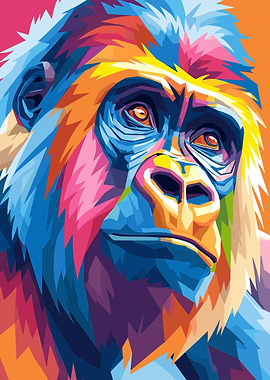 Colorful Gorilla Portrait