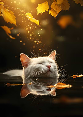 Cat in Water reflection